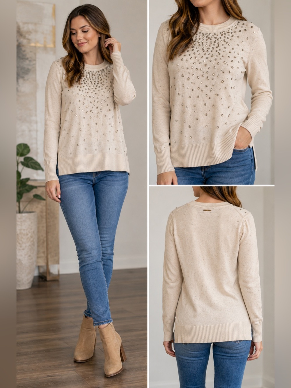 Michael Kors white sweater with Swarovski